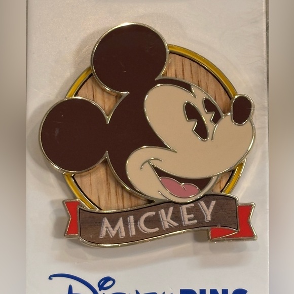 Disney Parks Mickey Mouse Wood Inlay Pin OE New - Picture 3 of 3